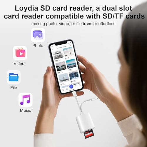 Loydia SD Card Reader, 2 in 2 USB C to Micro-SD Card Viewer Reader, Type C OTG Adapter Lightning Memory Card Adapter, Dual Slot for SD/MicroSD/SDHC/SDXC, Plug and Play thumbnail 2