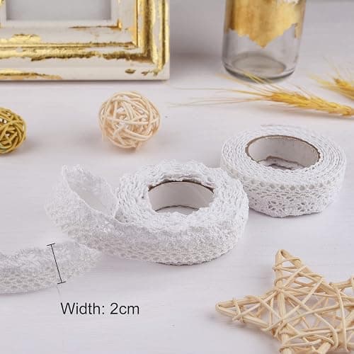 ASTARON Cinta Vintage Decorativa Autoadhesiva de Borde de Encaje para Manualidades y Decoración de Bodas - Caja de Regalo para Álbumes (Estilo A - Blanco) thumbnail 2