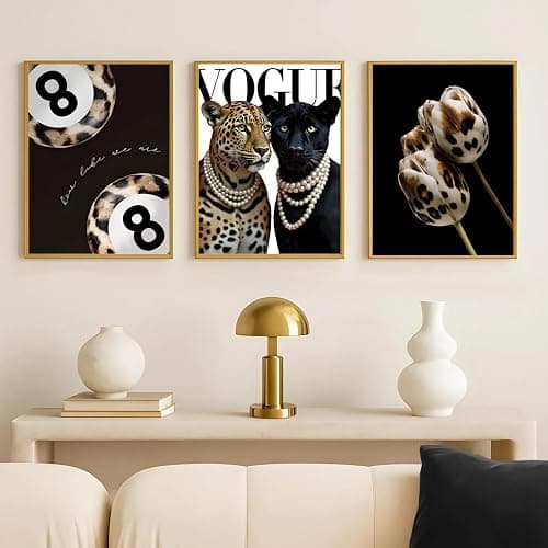 3Pcs Of Fashionable Cheetah Wall Art Lucky Ball 8 Posters Prints Leopard Print Floral Pictures Paintings Trendy Aesthetic Canvas Wall Decoration Suitable For Living Room Bedroom 16x24 Inch Unframed thumbnail 2