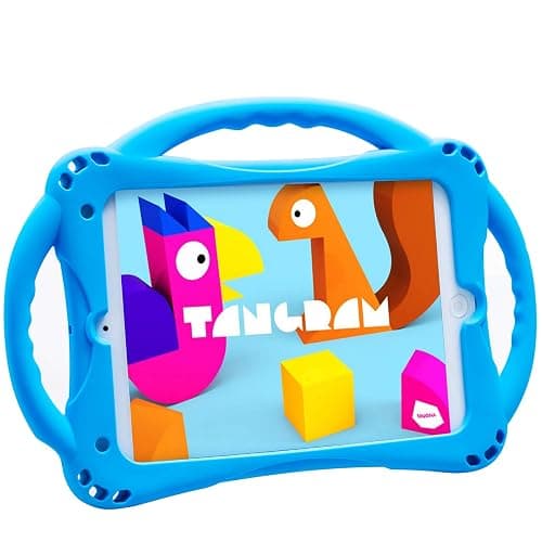 TopEsct Kids Case for iPad mini 5 4 3 2 1,Silicone Childproof Case for iPad mini 5 4 3 2 1, Built-in Handle Stand, Comes with a Strap (Blue) - Image 1