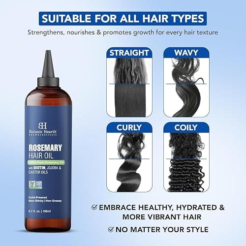 Botanic Hearth Rosemary Oil for Hair Growth - 6.7 Fl oz | Enriched with Biotin, Castor & Jojoba | Hair Relaxers & Dry Scalp Treatment | Color Safe | Suitable For All Hair Types thumbnail 2