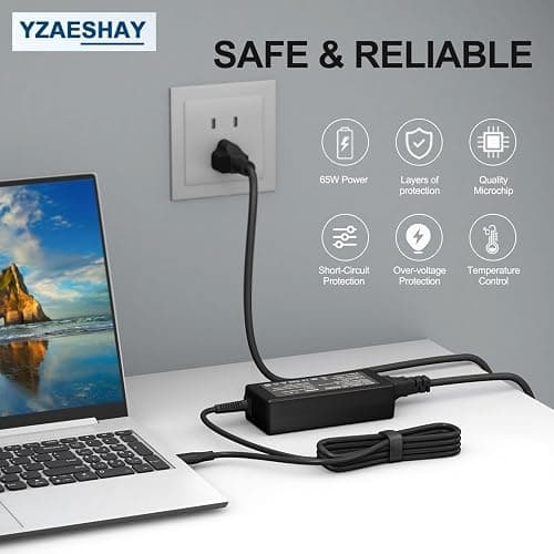 YZAESHAY Replacement 65W USB C Laptop Charger Compatible with HP Chromebook and All 65W USB Type C Power Adapter thumbnail 6