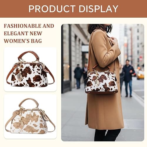 Tigpoy Women's Leather Handbag, Top-Handle Satchel Purse with Crossbody Strap, Fashion Tote Shoulder Bag for Daily Use thumbnail 7