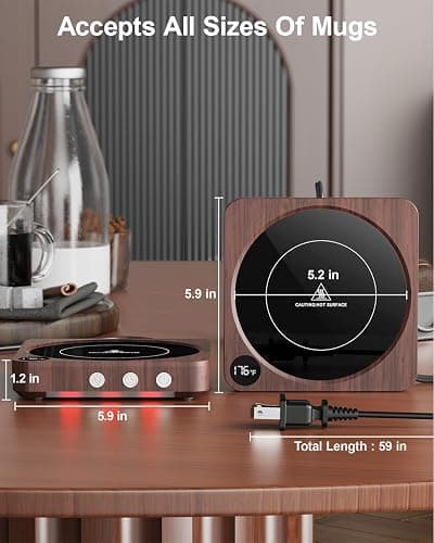 House Gem Mug Warmer - 36W Coffee Mug Warmer for Desk with Temperature Display, 2-12Hrs Auto Shut Off, Smart Candle Warmer - Ideal Coffee Gifts Accessories Keep Beverages Coffee Warmer (Wood) thumbnail 3