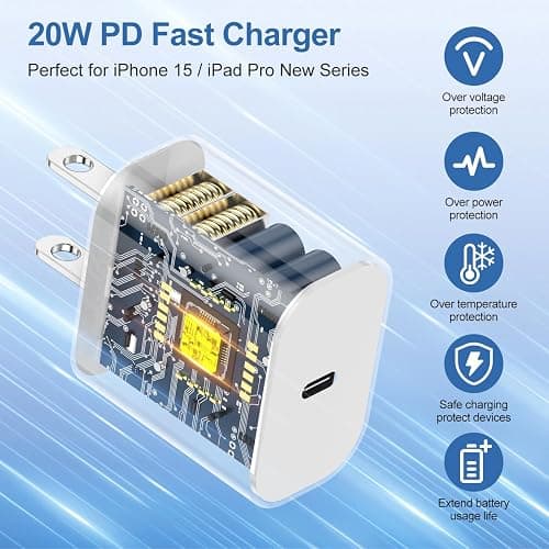 iPhone 17 16 15 Fast Charger Block and 10ft USB C to C Cable Cord Long for Apple iPhone 17 Pro Max/17 Air/16 Pro Max/16/15 Plus/15/iPad Mini/Samsung,Type C Wall Charging Power Adapter Plug Cube Brick thumbnail 6