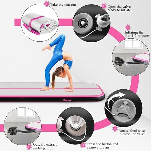 Estgora Tumbling Mat Inflatable Gymnastics Mat, Air Tumble Track Gymnastic Training Mat 20ft 16ft 13ft 10ft For kids Home Use Gym Cheerleading with Electric Pump thumbnail 5