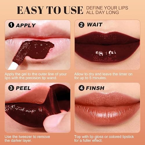 dfjdskl Lip Stain - Long Wear Tattoo Lip Liner, Waterproof & Transfer-proof Peel Off Lip Stain with Matte Finish, Lip Tint For All Skin Types, Gifts for Women (Rose) thumbnail 5