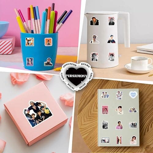110pcs P1harmony Stickers Decals Pack，Kpop Cute Cartoon Stickers Vinyl Reusable Non-Repeating Waterproof Vinyl Decals，for Water Bottle Phone Laptop Guitar Scrapbook Skateboard Luggage thumbnail 6