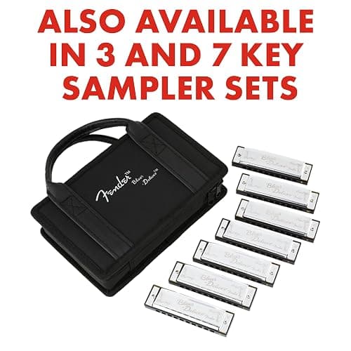 Fender Blues Deluxe Harmonica, Stocking Stuffers, Guitar Accessories, Key of C 10 Holes, Includes Hard Plastic Carrying Case, Daphne Blue thumbnail 5