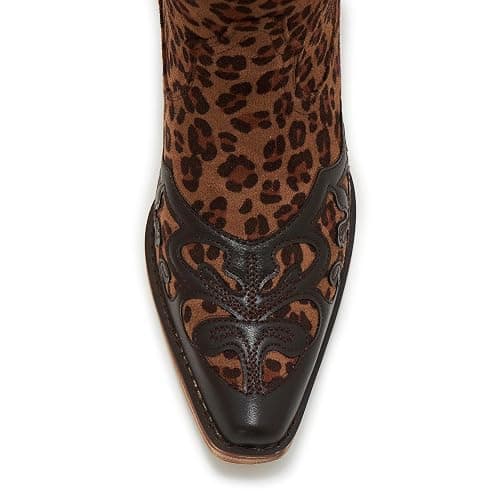 ZXHYZLZ Women's Knee High Leopard Print Cowboy Boots – Western Cowgirl Boots with Mid Heel Pull-On Style thumbnail 7