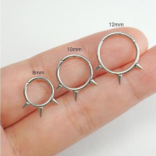 TRBR 16G 2PCs Spike Clicker Snake Bite Jewelry, Septum Ring, Hoop Lip Rings Snake Bites, Labret Jewelry for Lip Piercing, Cartilage Hoop Earrings, 8mm 10mm 12mm thumbnail 7