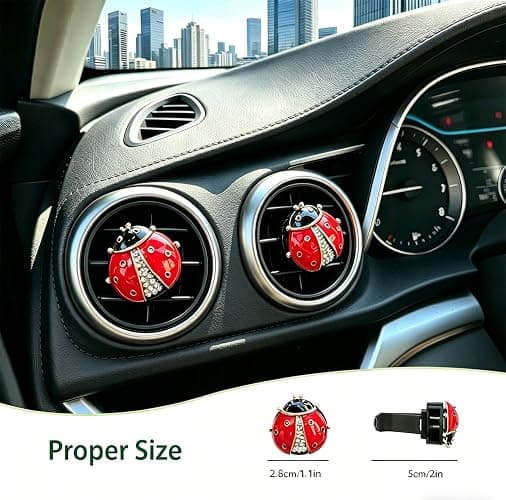 4 Pack Bling Crystal Ladybug Car Air Freshener Vent Clips, Cute Rhinestone Animal Auto Air Outlet Fragrance Diffuser, Decorative Car Interior Accessories for Women Girls, Creative Gift thumbnail 4