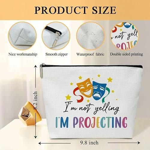 Drama Theater Gift for Teen Girls Makeup Bags For Women, 1 Pack Comedy Tragedy Mask Cosmetic Travel Toiletry Bag, Musical Theater Broadway Gift for Actor Actress Birthday Gift for Bestie Sister - L689 thumbnail 3