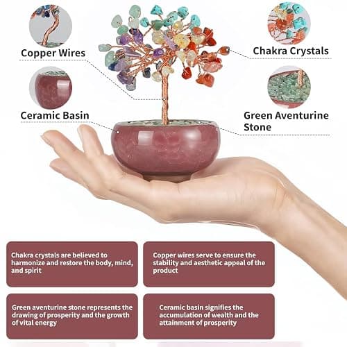 Bosfante Crystal Tree of Life for Wealth & Prosperity,Seven Chakra Tree for Energy Balance,Crystal Decoration for Home thumbnail 3
