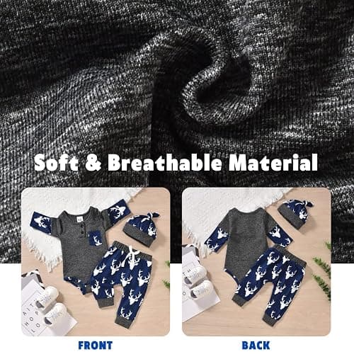 Aalizzwell Newborn Infant Baby Boys Fall Winter Outfit thumbnail 4
