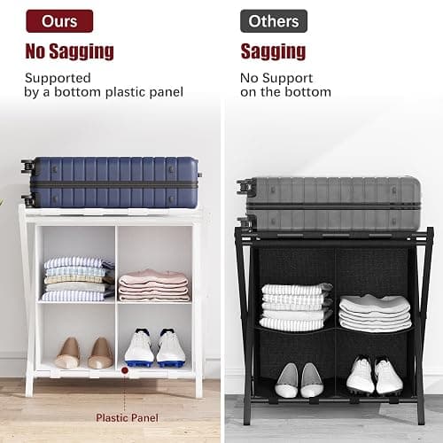 aboxoo Luggage Rack with storage, Guest Room Folding Suitcase Stands, Holds up to 120 lb, Space Saving Suitcase Holders for guest room, Bedroom Hotel, White thumbnail 6