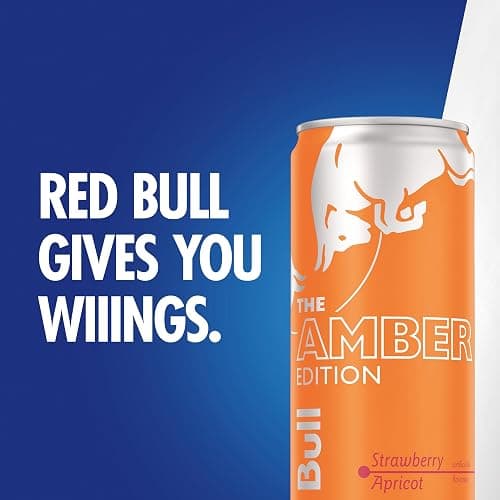 Red Bull Amber Edition Energy Drink, Strawberry Apricot, 114mg Caffeine, 12 fl oz, Pack of 8 Cans thumbnail 3