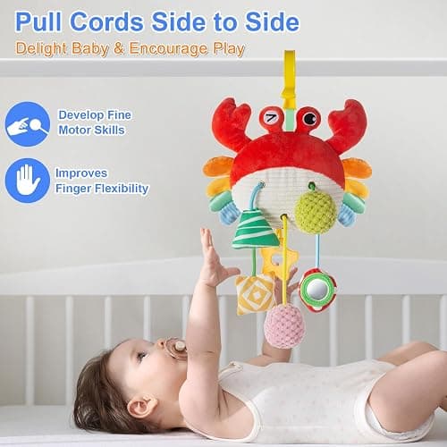 Lynncare Car Seat Toy for Babies 0-6 Months, Stroller Toy with a Convenient Clip, Carseat Toys Hanging Baby Accessories,Built-in Bell, Rattle,Mirror for Infant,Babies Gift 0-3-6-12 Months Boy Girl thumbnail 5