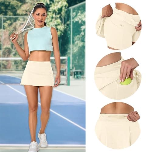 VIPONES Women Tennis Skirt Golf Skorts Athletic Mid-Rise with Pockets Inner Shorts Sport Workout Pleated Pickleball thumbnail 4