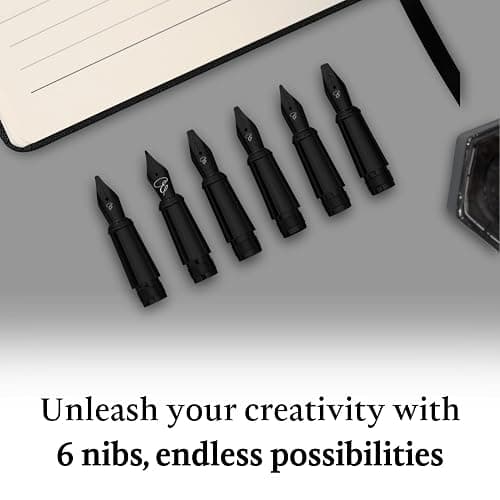 Ellington Pens Luxury Calligraphy Set – Premium Fountain Pen with 6 Nibs, 6 Bottle, 6 Cartridges, Converter, and Elegant Gift Box – Perfect for Calligraphers, Writers, Gifting thumbnail 5