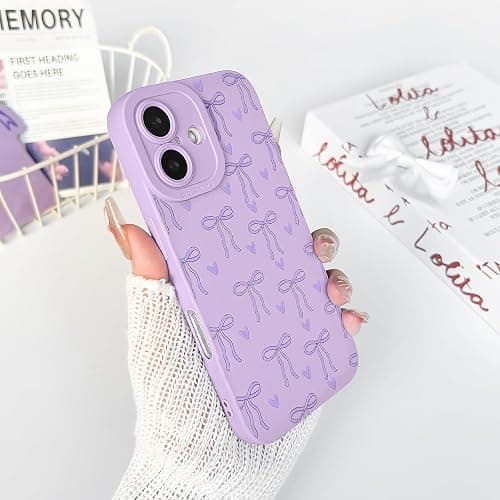Lovmooful for iPhone 16 Plus Case Cute Ribbon Bowknot Heart-Purple | Compatible for iPhone 16 Plus Case,Cool Design,for Girls Women,Soft TPU,Shockproof,Protective,Girly thumbnail 6