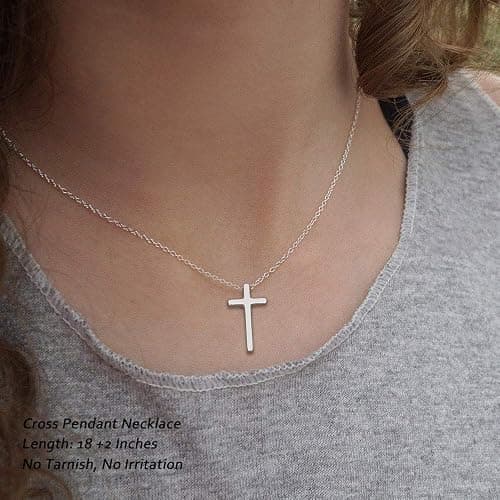 M MOOHAM Cross Necklace for Women Teen Girls, Dainty 14K Real Gold Plated Cross Pendant Necklace Sideways Cross Choker Layered Cross Necklace Gifts for Women Girls thumbnail 3