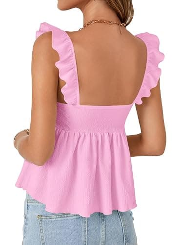 LYANER Women's Babydoll Tank Top Summer Camisole Dressy Casual Ruffle Strap Sleeveless Flowy Hem Peplum Tops thumbnail 5