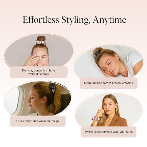 Kitsch Satin Hair Scrunchies for Women, Softer Than Silk Scrunchies for Hair - No Damage Satin Hair Ties, Ponytail Holders | Ideal Gifts for Women, 2pc (Blush/Charcoal) thumbnail 6