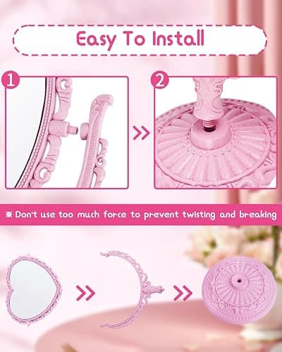 XPXKJ 7 Inch Vintage Heart Mirror - Elegant Desk Makeup Mirror with Double Sided 360 Degree Rotation Vanity Mirror for Coquette Room Decor thumbnail 3