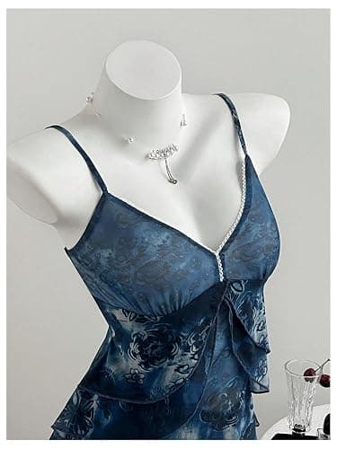 Verdusa Women's Y2k Top Cute Babydoll Tank Tops Floral 2000s Clothing Going Out Mesh Camisole Whimsical Clothes thumbnail 5