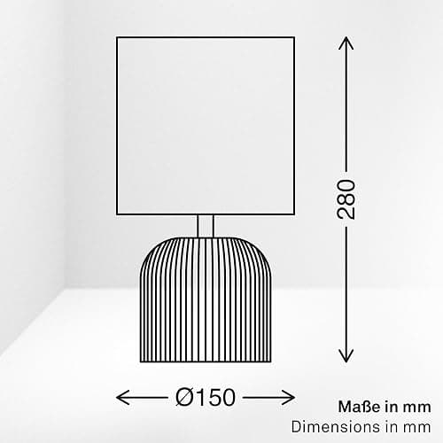 BRILONER - Tischlampe mit Stoffschirm, Kabelschalter, Keramikfuß, Lampe, Nachttischlampe, Tischleuchte, Dekolampe Flur, Bürolampe, Leselampe, Wohnzimmer, Schlafzimmer, 15x28 cm (DxH), Grau thumbnail 10