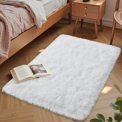 Macgace Small Throw Rugs for Bedroom, 2x3 White Mini Non-Slip Area Rug, Super Soft Plush Fluffy Carpet Modern Home Decor Aesthetic for Entryway Entrance Nursery Kids Room Dorm Office - White - 2x3 Feet - Image 1