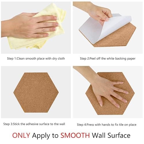 HBlife Hexagon Cork Board Tiles 10 Pack Self-Adhesive Corkboards for Wall Pin Board Decorative Bulletin Board for Office Home Kitchen with 50 Multi-Color Push Pins thumbnail 5
