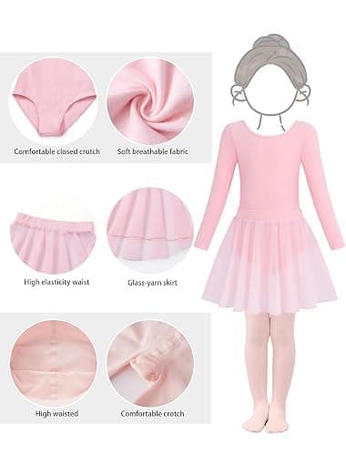 Mecceos Ballet Leotards Skirt and Tights Combo for Girls Toddler Dance Classical Gymnastics Leotard Dresses Tutu thumbnail 6