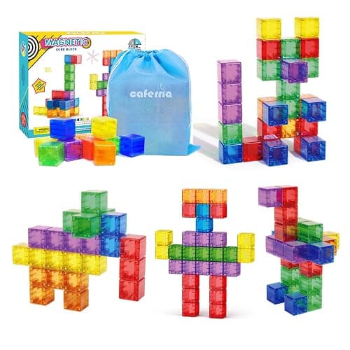 Caferria 1.4 inch Large Magnetic Blocks for Kids, 30pcs Magnet Building Blocks, Preschool STEM Sensory Montessori Stacking Cubes Educational Building Toys for 3 4 5 6 7 8 Year Old Boys Girls - Image 1