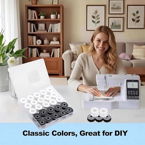 AUPZIMI Sewing Thread Kit, 25 Pcs Bobbins for Sewing Machine, Size A SA156 Bobbin Thread for Brother Embroidery and Sewing Machines DIY Projects Black and White thumbnail 3