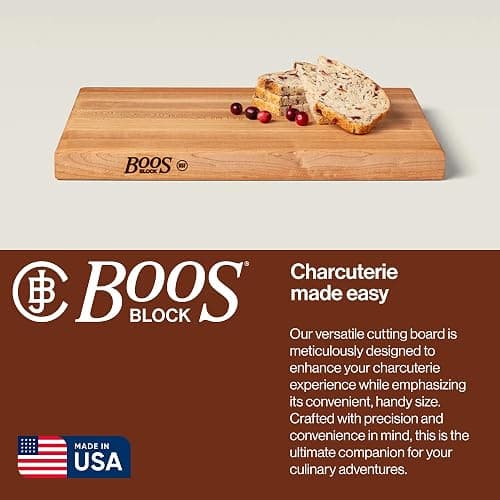 John Boos R-Board Series Rectangular Wooden Maple Cutting Board 18”x12” – 1.5” Thick, 10-lb Reversible Butcher Block with Edge-Grain & Finger Grips – Made in the USA thumbnail 5
