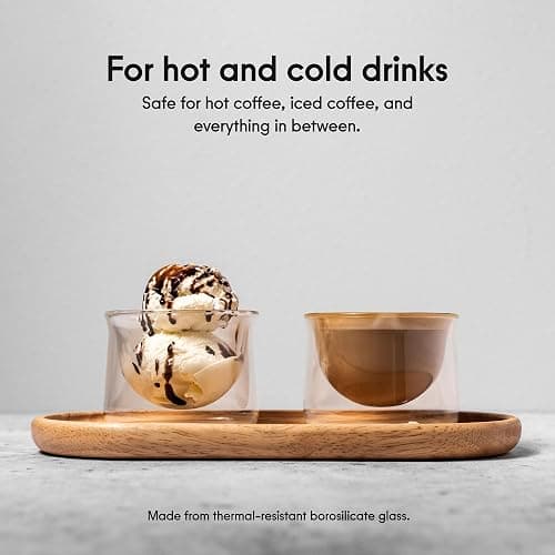 FLUR Latte Glass (Set of 2): For Lattes and Milk Drinks - Makes Latte Art Easier - Double-Walled Borosilicate Glass - Handmade - 7oz (Clear) thumbnail 2