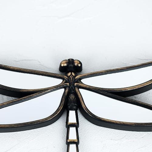 Wartter Decorative Dragonfly Wall Mirror, Plastic Frame with Mirrored Wings (12.4 x 9.3 inches) (Bronze) thumbnail 5
