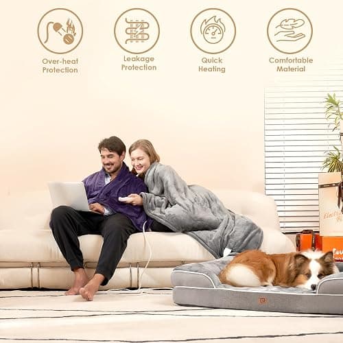 EHEYCIGA Heated Blanket Electric Throw - Heating Blanket with 9 Heating Levels & 10 Hours Auto Off, Soft Cozy Sherpa Washable Throw with Fast Heating, 50 x 60 Inches thumbnail 2