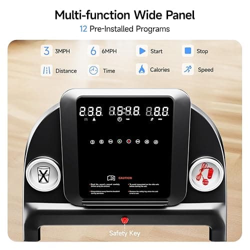 YPOO Treadmills for Home, Folding Treadmill with 8% Incline, 12km/h Walking Pad Foldable, Low Noise Walking Treadmill with Large Running Area, LED Display, 136kg Weight Capacity thumbnail 5
