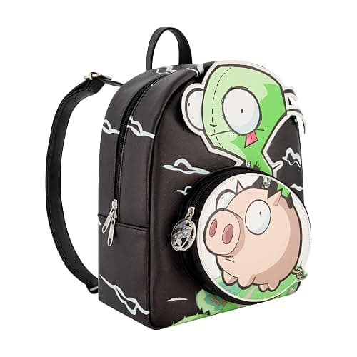 Concept One Invader Zim Mini Backpack, GIR and Pig Small Travel Bag for Men and Women, Adjustable Shoulder Straps, Black, 10 Inch thumbnail 4