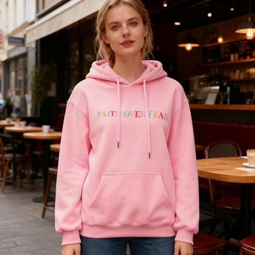 Enthowother Faith Over Fear Hoodie, Christian Hoodies for Women, Preppy y2k hoodie Pullover Sweatshirt thumbnail 2