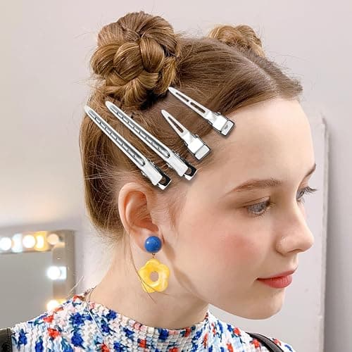 75pcs Duck Biled Hair Clips for Women, Duckbill & Metal Hair Clips for DIY Styling, Silver Hair Pins with Storage Case - Salon & Home Hair Accessories for Cutting, Rolling Long Hair thumbnail 3