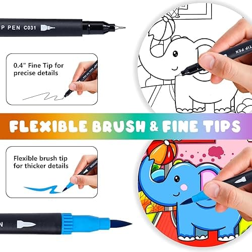 72 Colors Dual Tip Art Markers Pens for Adult Coloring Books, Brush and Fine Tip Coloring Marker for Drawing Journaling Note Taking Lettering - 72 Colors thumbnail 2
