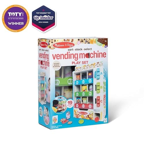 Melissa & Doug Sort-Stock-Select Wooden Vending Machine Toy with Play Food, Mini Vending Machine Toys & Play Money, Preschool Toys for Kids Ages 3+ thumbnail 4