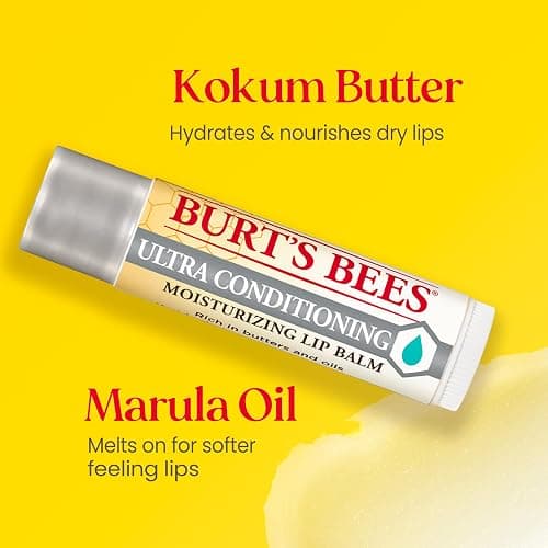 Burt's Bees Stocking Stuffers, Lip Balm Beeswax and Ultra Conditioning Lip Balm Pack, Hydrating Lip Moisturizer with Kokum and Shea Butter, Natural Origin Lip Care, 4 Tubes, 0.15oz. thumbnail 6