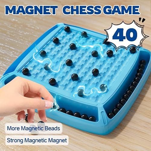 Magnet Game, Magnetic Games Chess, Board Games for Kids 6-8-12, Magnet Chess Kid Games, Family Board Games for Kid and Adults, Magnetic Game with 40 Pieces, Fun Birthday Gifts for Kids (Blue) thumbnail 3