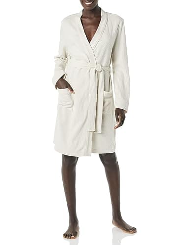Amazon Essentials Women's Lightweight Waffle Mid-Length Robe (Available in Plus Size) - Small - Beige - Image 1