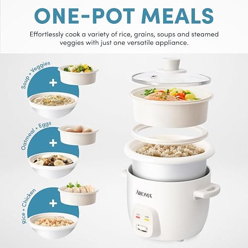 AROMA® CoreCoat Rice Cooker with Pop-Up Food Steaming Basket (4 Cups Cooked, 2 Cups Uncooked) thumbnail 3